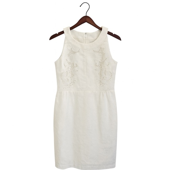 LOFT White Lace Embroidered Dress Size 2 | Sleeveless Soft White Lined Party - Picture 1 of 3